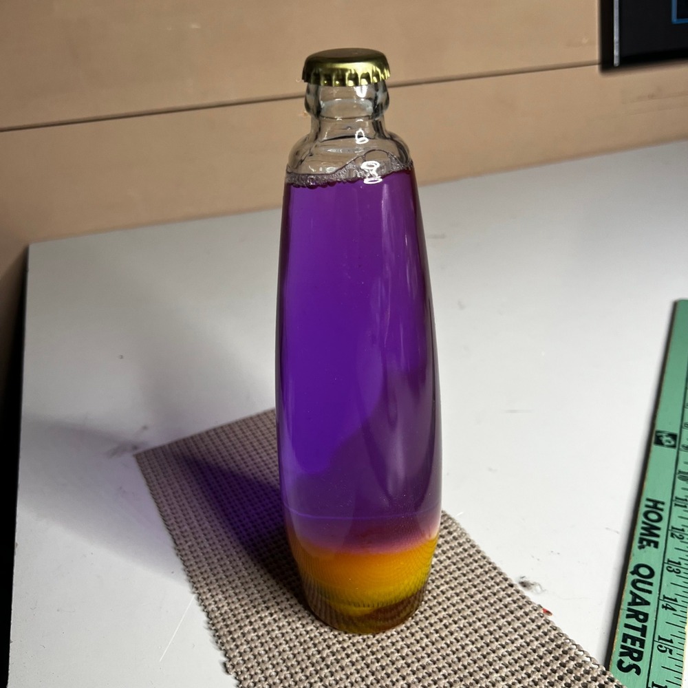 Replacement Motion Lamp Globe Purple Liquid Yellow Wax 9.5 Inch Glass Bottle